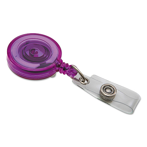 SICURIX ID Slide-Style Belt Clip Card Reels, 30" Extension, Blue/Purple/Red/Translucent, 4/Pack (68884)