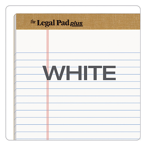 TOPS "The Legal Pad" Plus Ruled Perforated Pads with 40 pt. Back, Wide/Legal Rule, 50 White 8.5 x 11.75 Sheets, Dozen (71533)