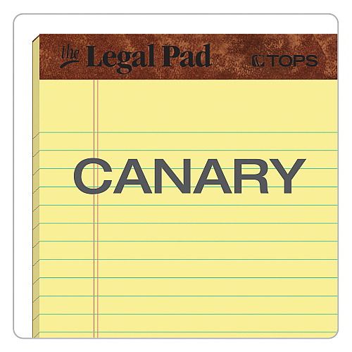 TOPS "The Legal Pad" Ruled Perforated Pads, Narrow Rule, 50 Canary-Yellow 5 x 8 Sheets, Dozen (7501)
