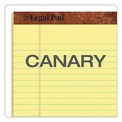 TOPS "The Legal Pad" Ruled Perforated Pads, Wide/Legal Rule, 50 Canary-Yellow 8.5 x 11 Sheets, 3/Pack (75327)