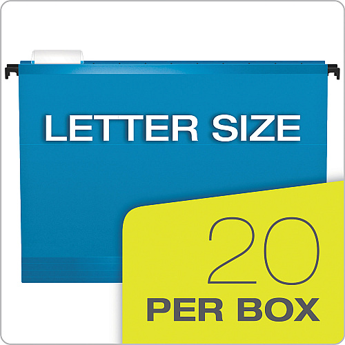 Pendaflex Extra-Capacity SureHook Hanging Folders, 2" Capacity, Letter Size, 1/5-Cut Tabs, Assorted Colors, 20/Box (6152X2ASST)