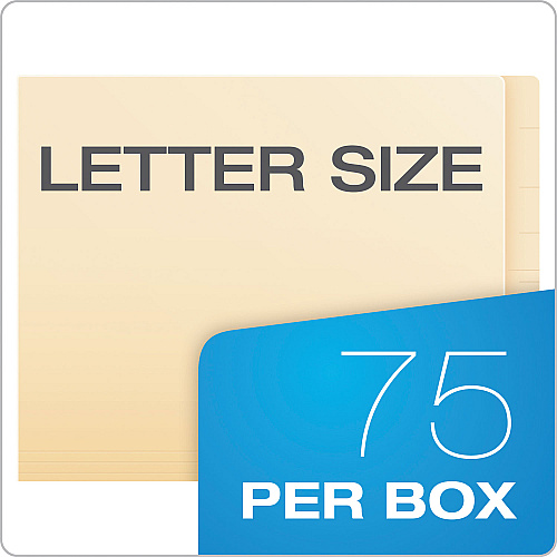 Pendaflex SmartShield End Tab File Folders, Straight Tabs, Letter Size, Manila, 75/Box (62710)