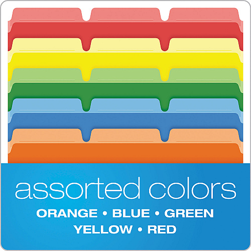 Pendaflex Ready-Tab Reinforced File Folders, 1/3-Cut Tabs: Assorted, Letter Size, Assorted Colors, 50/Pack (42338)