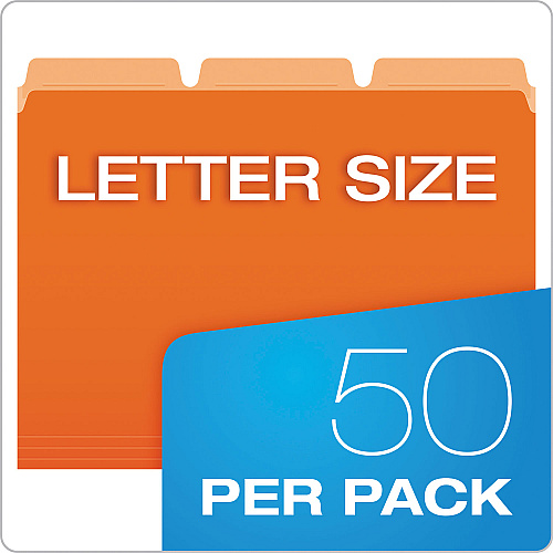 Pendaflex Ready-Tab Reinforced File Folders, 1/3-Cut Tabs: Assorted, Letter Size, Assorted Colors, 50/Pack (42338)