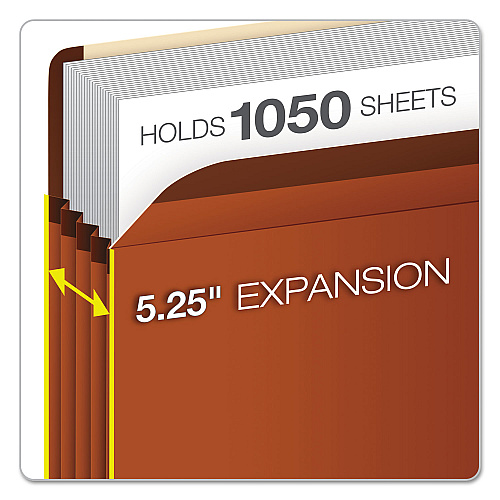 Pendaflex Premium Reinforced Expanding File Pockets, 5.25" Expansion, Letter Size, Red Fiber, 5/Box (85545)