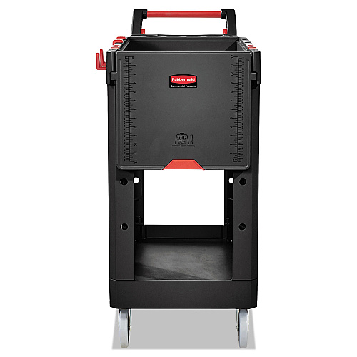 Rubbermaid Commercial Heavy Duty Adaptable Utility Cart, Plastic, 2 Shelves, 500 lb Capacity, 17.8" x 46.2" x 36", Black (1997206)