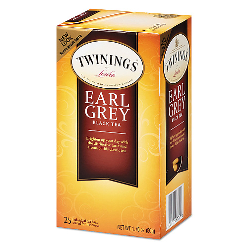 TWININGS Tea Bags, Earl Grey, 1.76 oz, 25/Box (09183)