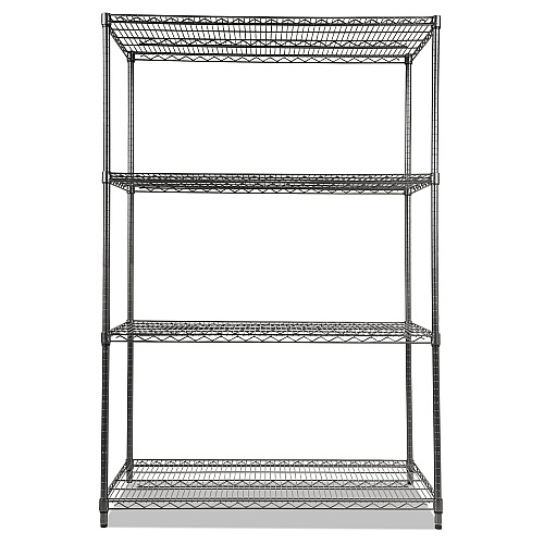 Alera Wire Shelving Starter Kit, Four-Shelf, 48w x 24d x 72h, Black Anthracite (ALESW504824BA)