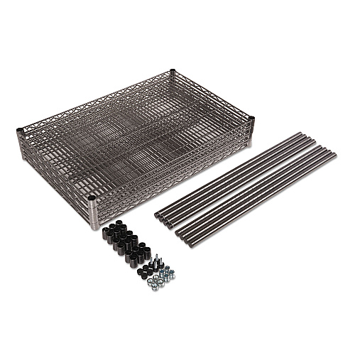 Alera Wire Shelving Starter Kit, Four-Shelf, 36w x 18d x 72h, Black Anthracite (ALESW503618BA)