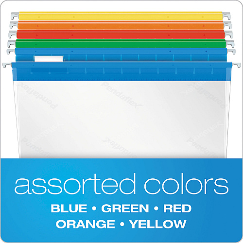 Pendaflex Poly Hanging Folders, Letter Size, 1/5-Cut Tabs, Assorted Colors, 25/Box (55708)