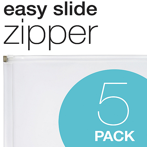 Pendaflex Poly Zip Envelope, Zipper Closure, 10 x 13, Clear, 5/Pack (84190)