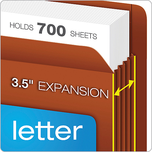 Pendaflex Heavy-Duty End Tab File Pockets, 3.5" Expansion, Legal Size, Red Fiber, 10/Box (95545)