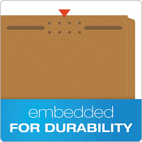 Pendaflex Kraft Fastener Folders, 1/3-Cut Tabs, 2 Fasteners, Legal Size, Kraft Exterior, 50/Box (FK312)