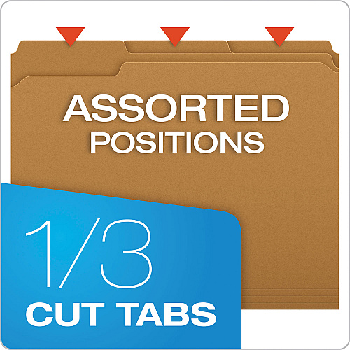 Pendaflex Kraft Fastener Folders, 1/3-Cut Tabs, 1 Fastener, Letter Size, Kraft Exterior, 50/Box (FK211)