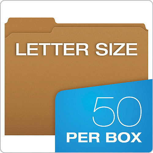 Pendaflex Kraft Fastener Folders, 1/3-Cut Tabs, 1 Fastener, Letter Size, Kraft Exterior, 50/Box (FK211)