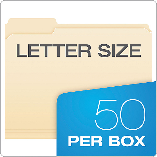 Pendaflex Manila Fastener Folders, 1/3-Cut Tabs, 1 Fastener, Letter Size, Manila Exterior, 50/Box (FM210)