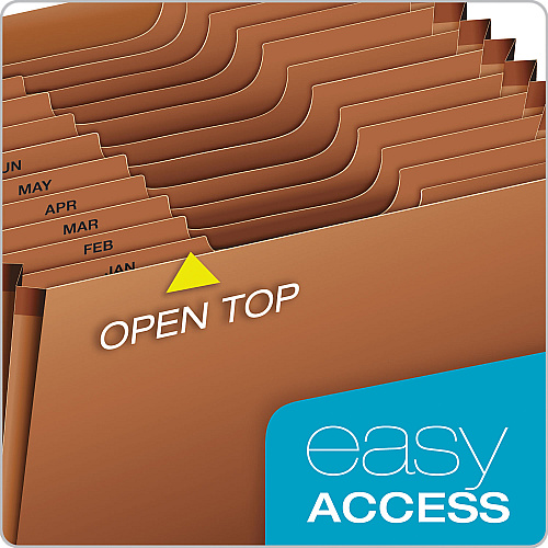 Pendaflex Heavy-Duty Open-Top Expanding Stadium File, 12 Sections, 1/3-Cut Tabs, Letter Size, Redrope (R217MHD)