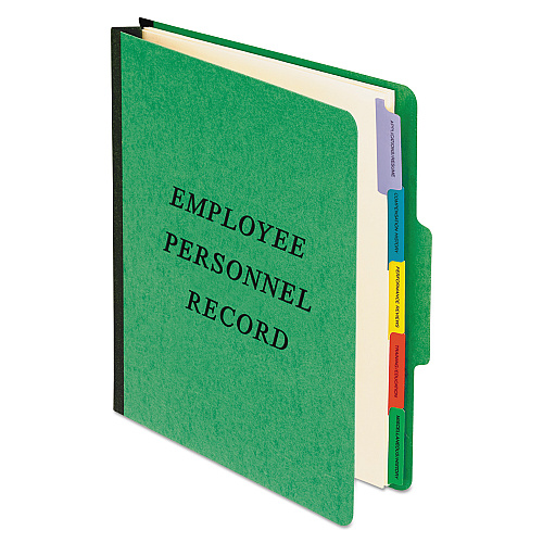 Pendaflex Vertical-Style Personnel Folders, 2" Expansion, 5 Dividers, 2 Fasteners, Letter Size, Green Exterior (SER1GR)