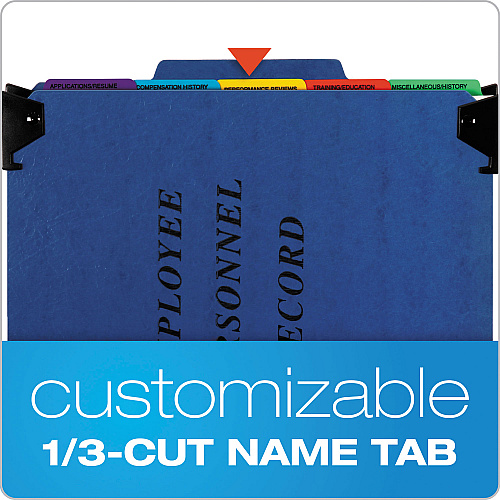 Pendaflex Hanging-Style Personnel Folders, 5 Dividers with 1/5-Cut Tabs, Letter Size, 1/3-Cut Exterior Tabs, Blue (SER2BL)