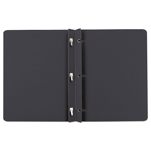 Oxford Title Panel and Border Front Report Cover, Three-Prong Fastener, 0.5" Capacity, 8.5 x 11, Black/Black, 25/Box (52506)