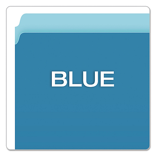 Pendaflex Colored File Folders, Straight Tabs, Letter Size, Blue/Light Blue, 100/Box (152BLU)