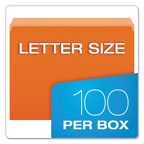 Pendaflex Colored File Folders, Straight Tabs, Letter Size, Orange/Light Orange, 100/Box (152ORA)