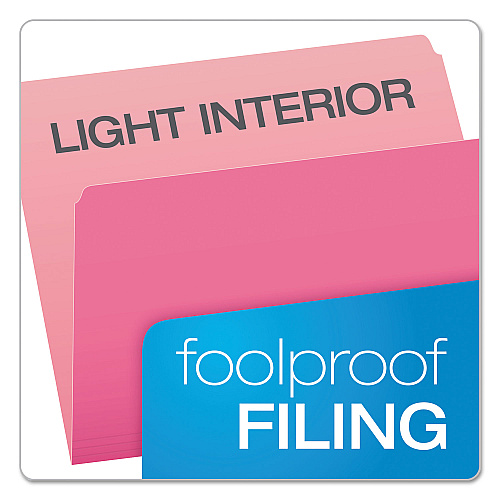 Pendaflex Colored File Folders, Straight Tabs, Letter Size, Pink/Light Pink, 100/Box (152PIN)