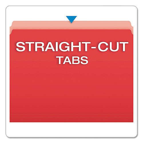 Pendaflex Colored File Folders, Straight Tabs, Letter Size, Red/Light Red, 100/Box (152RED)