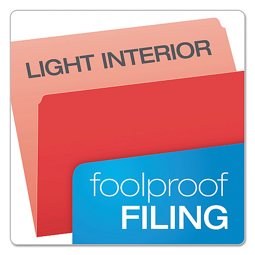Pendaflex Colored File Folders, Straight Tabs, Letter Size, Red/Light Red, 100/Box (152RED)