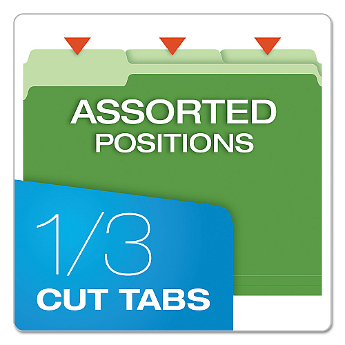 Pendaflex Colored File Folders, 1/3-Cut Tabs: Assorted, Letter Size, Green/Light Green, 100/Box (15213BGR)