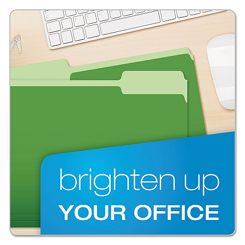 Pendaflex Colored File Folders, 1/3-Cut Tabs: Assorted, Letter Size, Green/Light Green, 100/Box (15213BGR)