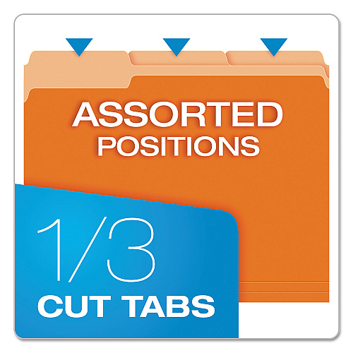 Pendaflex Colored File Folders, 1/3-Cut Tabs: Assorted, Letter Size, Orange/Light Orange, 100/Box (15213ORA)