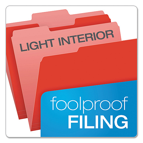 Pendaflex Colored File Folders, 1/3-Cut Tabs: Assorted, Letter Size, Red/Light Red, 100/Box (15213RED)