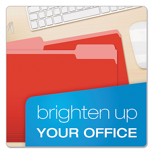 Pendaflex Colored File Folders, 1/3-Cut Tabs: Assorted, Letter Size, Red/Light Red, 100/Box (15213RED)