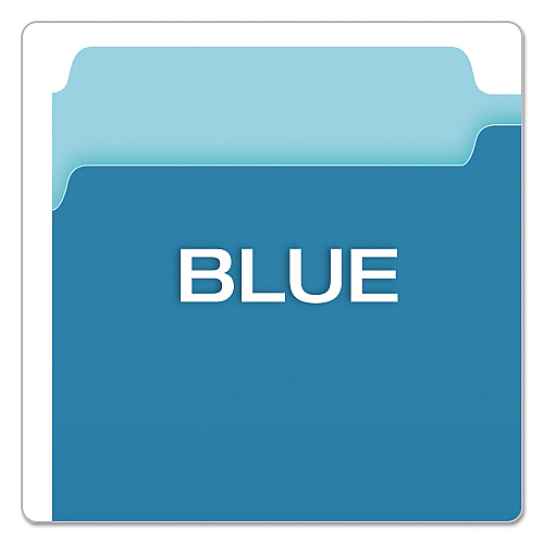 Pendaflex Colored File Folders, 1/3-Cut Tabs: Assorted, Legal Size, Blue/Light Blue, 100/Box (15313BLU)