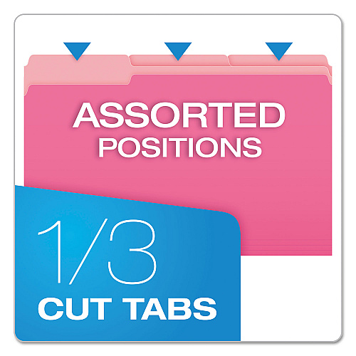 Pendaflex Colored File Folders, 1/3-Cut Tabs: Assorted, Legal Size, Pink/Light Pink, 100/Box (15313PIN)
