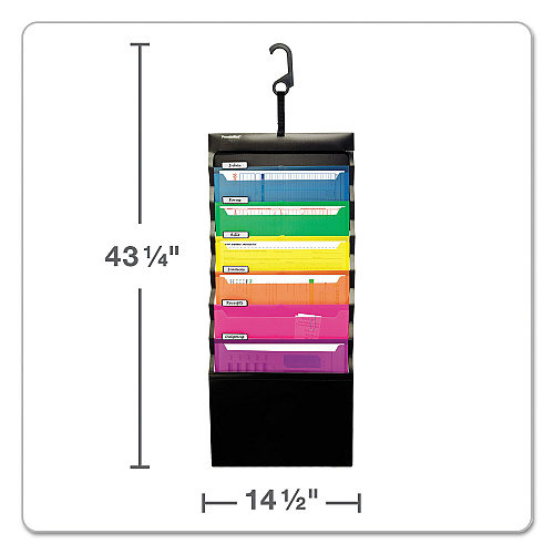 Pendaflex Desk Free Hanging Organizer With Case, 1" Expansion, 6 Sections, Buckle Closure, Letter Size, Black (52891)