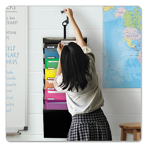 Pendaflex Desk Free Hanging Organizer With Case, 1" Expansion, 6 Sections, Buckle Closure, Letter Size, Black (52891)