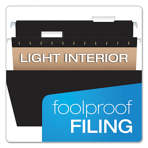 Pendaflex Colored Hanging Folders, Letter Size, 1/5-Cut Tabs, Black, 25/Box (81605)