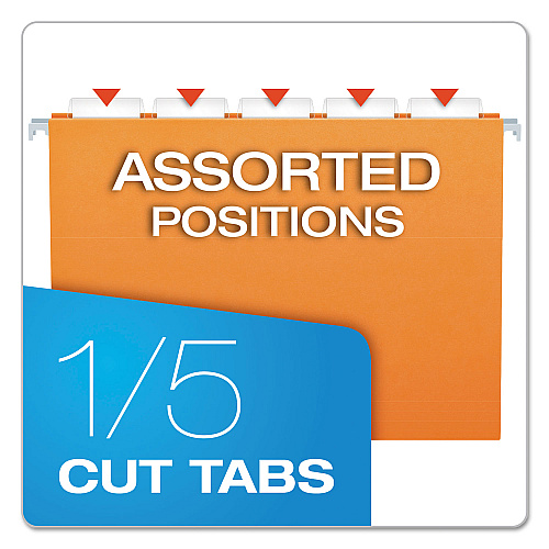 Pendaflex Colored Hanging Folders, Letter Size, 1/5-Cut Tabs, Orange, 25/Box (81607)