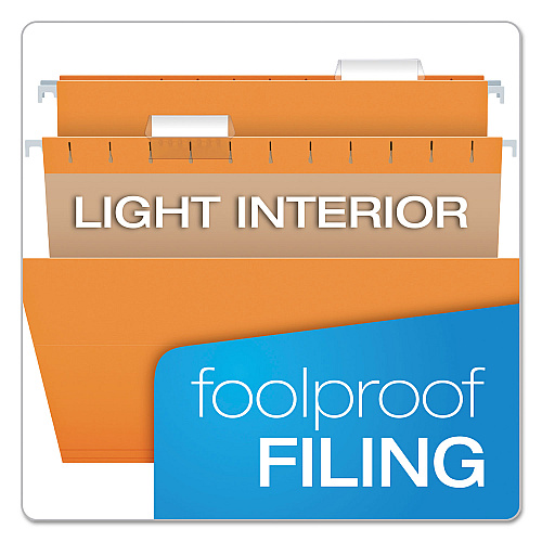Pendaflex Colored Hanging Folders, Letter Size, 1/5-Cut Tabs, Orange, 25/Box (81607)