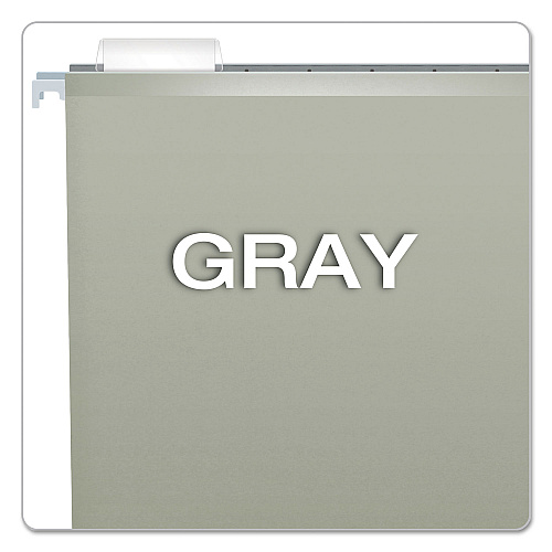 Pendaflex Colored Reinforced Hanging Folders, Legal Size, 1/5-Cut Tabs, Gray, 25/Box (415315GRA)