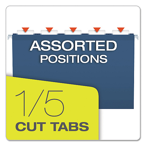 Pendaflex Colored Reinforced Hanging Folders, Legal Size, 1/5-Cut Tabs, Navy, 25/Box (415315NAV)