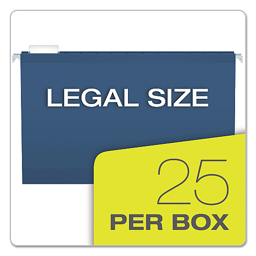 Pendaflex Colored Reinforced Hanging Folders, Legal Size, 1/5-Cut Tabs, Navy, 25/Box (415315NAV)