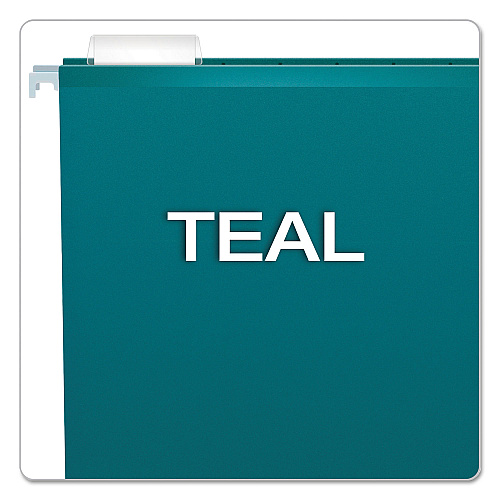 Pendaflex Colored Reinforced Hanging Folders, Legal Size, 1/5-Cut Tabs, Teal, 25/Box (415315TEA)