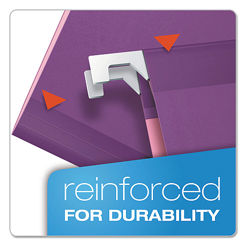 Pendaflex Colored Reinforced Hanging Folders, Legal Size, 1/5-Cut Tabs, Violet, 25/Box (415315VIO)