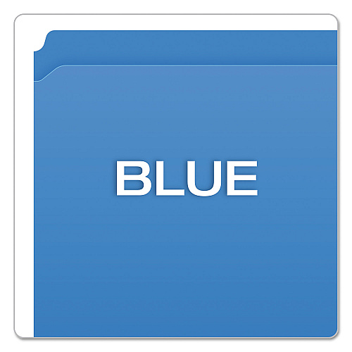 Pendaflex Double-Ply Reinforced Top Tab Colored File Folders, Straight Tabs, Letter Size, 0.75" Expansion, Blue, 100/Box (R152BLU)