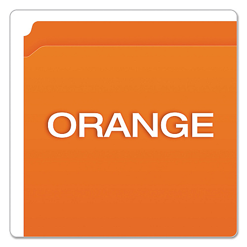 Pendaflex Double-Ply Reinforced Top Tab Colored File Folders, Straight Tabs, Letter Size, 0.75" Expansion, Orange, 100/Box (R152ORA)