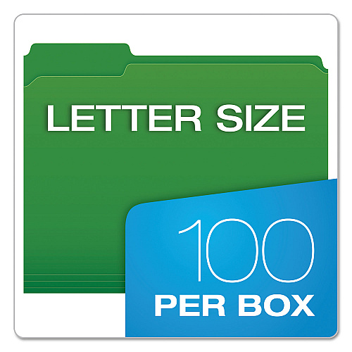 Pendaflex Double-Ply Reinforced Top Tab Colored File Folders, 1/3-Cut Tabs: Assorted, Letter, 0.75" Expansion, Assorted Colors, 100/Box (R15213ASST)