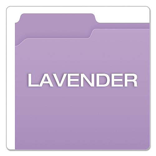 Pendaflex Double-Ply Reinforced Top Tab Colored File Folders, 1/3-Cut Tabs: Assorted, Letter Size, 0.75" Expansion, Lavender, 100/Box (R15213LAV)